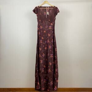 NWT Free People Butterfly Babe Maxi Dress - Brown Combo - Size Large